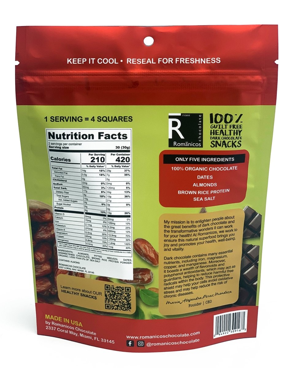 100% Guilt FREE Dark Chocolate Snack - Romanicos Chocolate