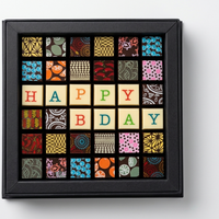 Happy Birthday 36pc Scrabble Chocolate Art - Venezuelan Dark Chocolate Gift