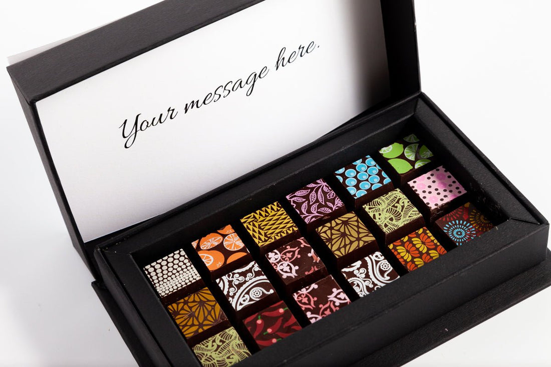 Corporate Chocolate Art 18pc Box - Romanicos Chocolate