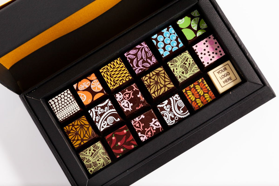 Corporate Chocolate Art 18pc Box - Romanicos Chocolate