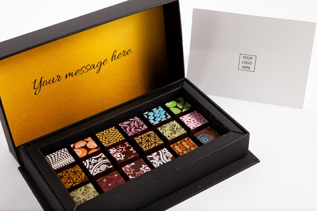 Corporate Chocolate Art 18pc Box - Romanicos Chocolate