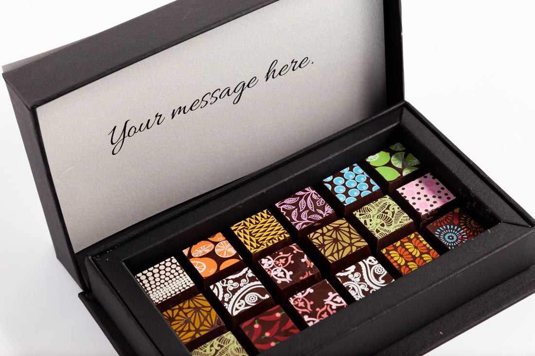 Corporate Chocolate Art 18pc Box - Romanicos Chocolate
