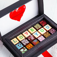 I Love You Chocolate Art Mini Scrabble Box - Romanicos Chocolate