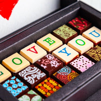 I Love You Chocolate Art Mini Scrabble Box - Romanicos Chocolate