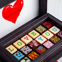I Love You Chocolate Art Mini Scrabble Box - Romanicos Chocolate