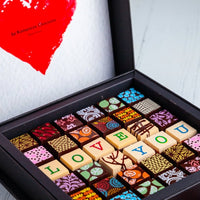 I Love You Chocolate Art Scrabble Box - Romanicos Chocolate
