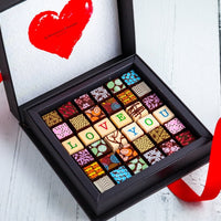 I Love You Chocolate Art Scrabble Box - Romanicos Chocolate