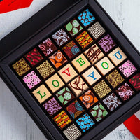 I Love You Chocolate Art Scrabble Box - Romanicos Chocolate