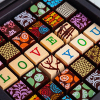 I Love You Chocolate Art Scrabble Box - Romanicos Chocolate
