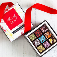 Piccolo Size Chocolate Art Thank You Box - Romanicos Chocolate