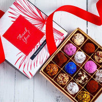 Queen Size Signature Truffles Thank You Box - Romanicos Chocolate