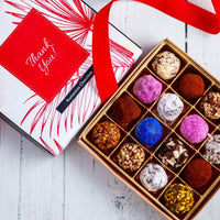 Queen Size Signature Truffles Thank You Box - Romanicos Chocolate
