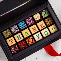 Thank You Chocolate Art Mini Scrabble Box - Romanicos Chocolate