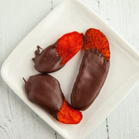 Chili Mango Dipped in Dark Chocolate - Romanicos Chocolate