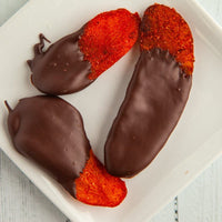 Chili Mango Dipped in Dark Chocolate - Romanicos Chocolate