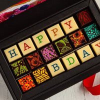 Happy Birthday Chocolate Art Mini Scrabble Box - Romanicos Chocolate