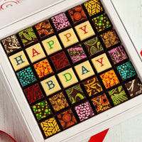 Happy Birthday Chocolate Art Scrabble Box - Romanicos Chocolate