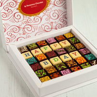 Happy Birthday Chocolate Art Scrabble Box - Romanicos Chocolate