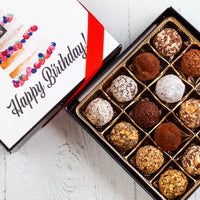 Queen Size Happy Birthday Signature Truffles Box - Romanicos Chocolate