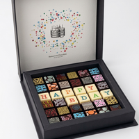 Happy Birthday 36pc Scrabble Chocolate Art - Venezuelan Dark Chocolate Gift