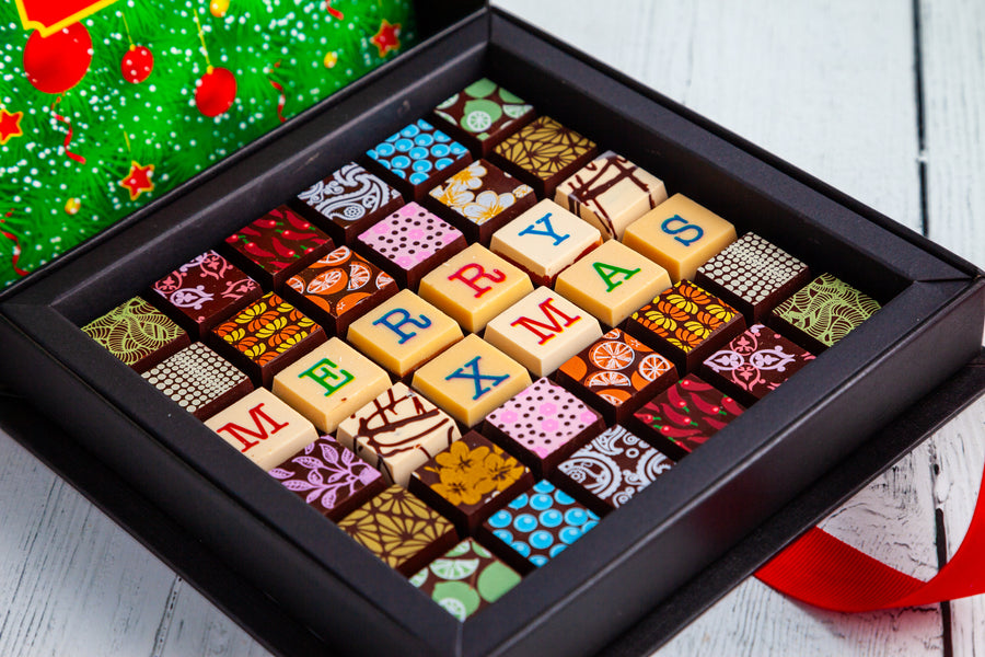 Merry Christmas Chocolate Art Scrabble Box