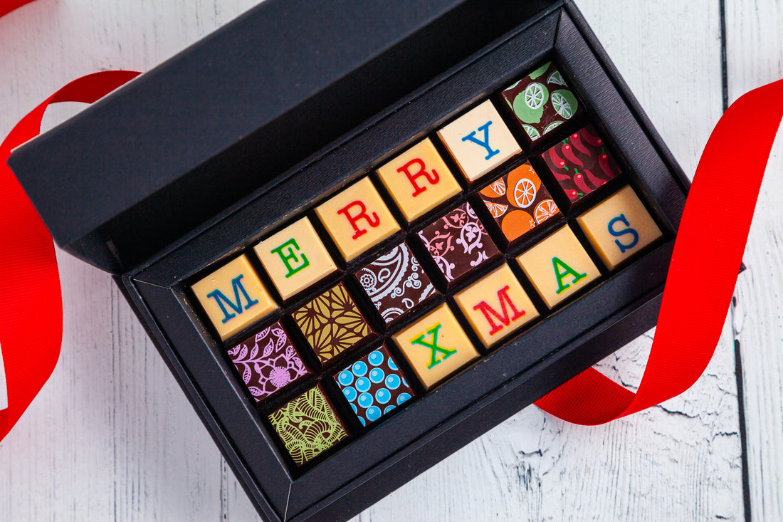 Merry Christmas Chocolate Art Mini Scrabble Box