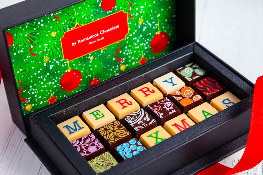 Merry Christmas Chocolate Art Mini Scrabble Box