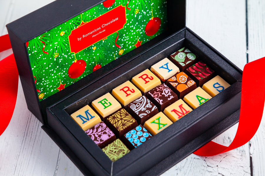 Merry Christmas Chocolate Art Mini Scrabble Box