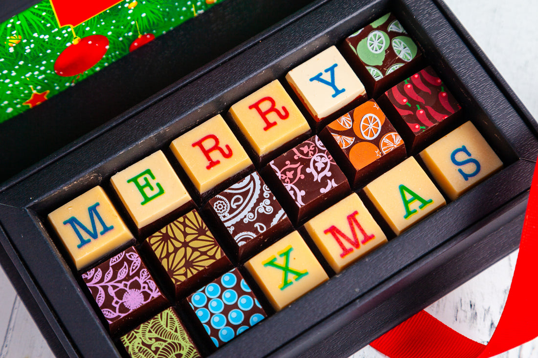 Merry Christmas Chocolate Art Mini Scrabble Box