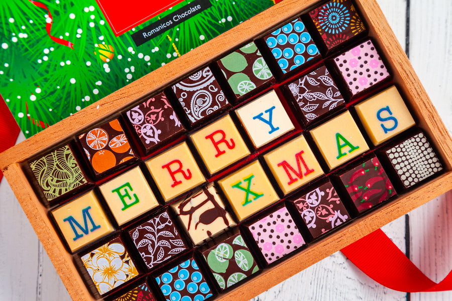 Merry Christmas Chocolate Art Wooden Box