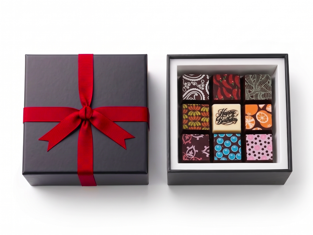 Happy Birthday Chocolate Gift Box – 9pc Handcrafted Bonbons | 70% Venezuelan Cocoa