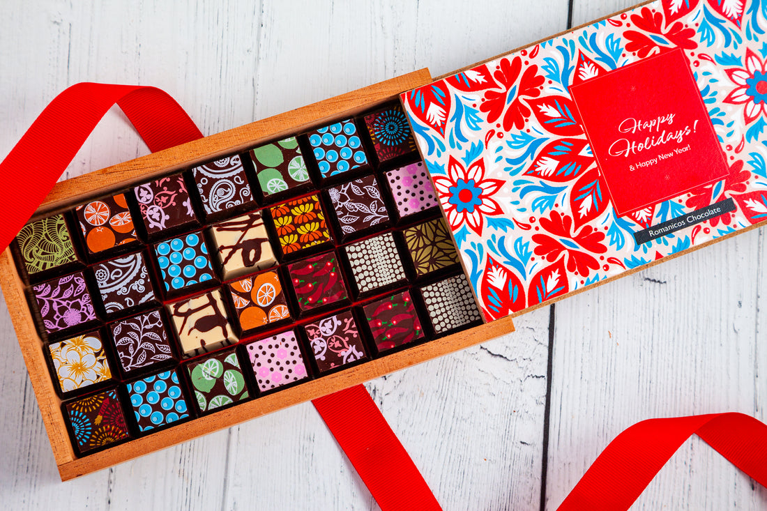 Happy Holidays Chocolate Art Limited Edition Wooden Box