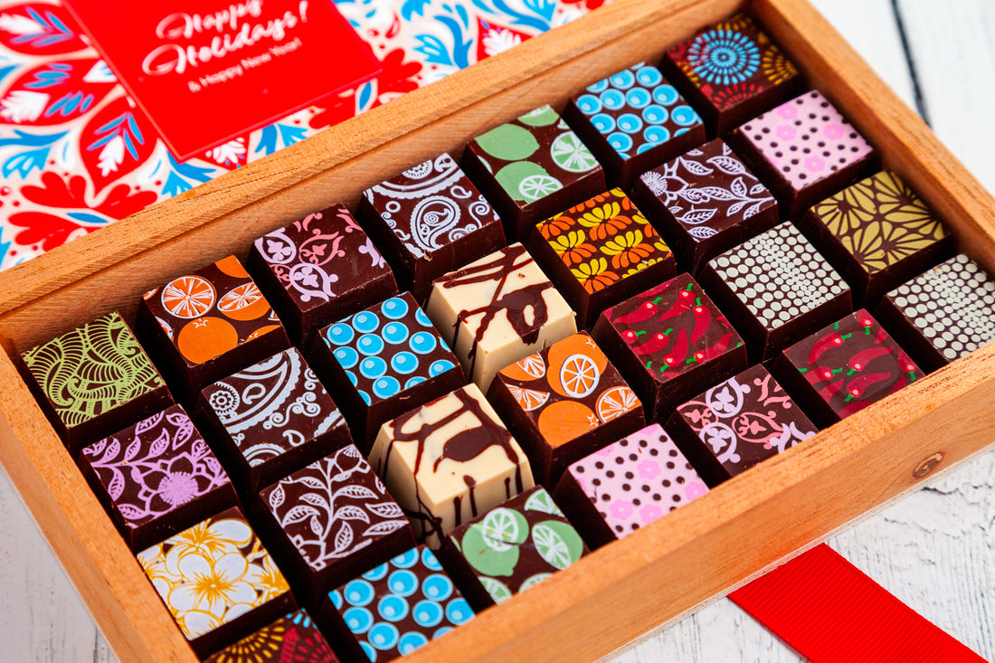 Happy Holidays Chocolate Art Limited Edition Wooden Box