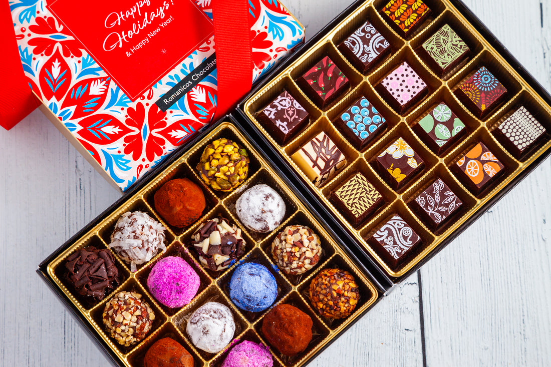 Happy Holidays Queen Size Mixed Box (32 Pcs: 16 Bonbons, 16 truffles)