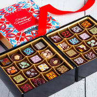 Happy Holidays Double Queen Chocolate Art Box (32 Pieces)