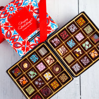 Happy Holidays Double Queen Chocolate Art Box (32 Pieces)