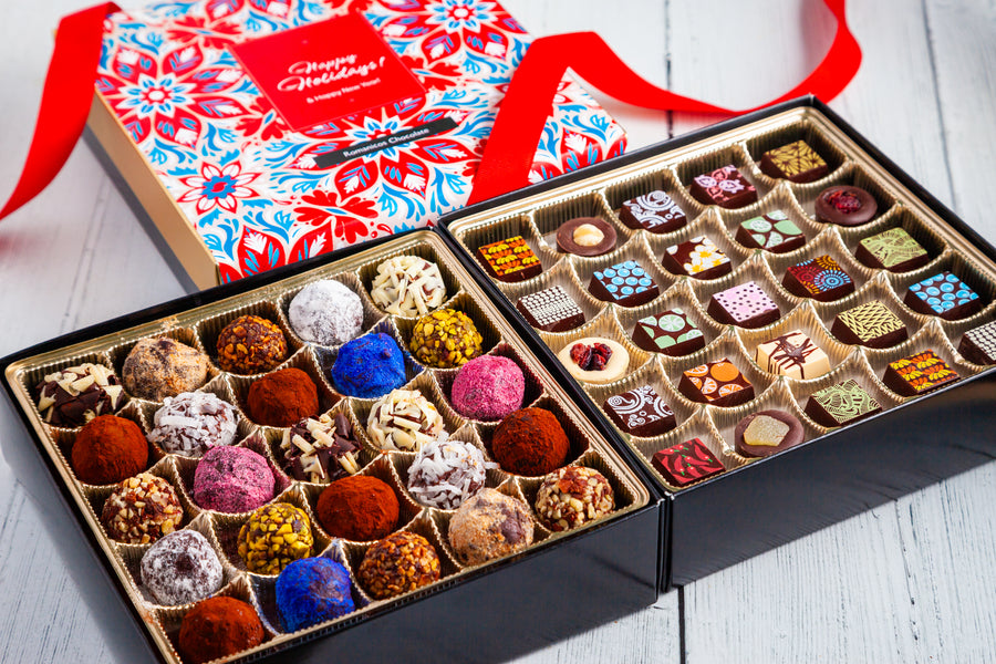 Happy Holidays King Size Mixed Box (50 Pcs: 25 Bonbons, 25 Truffles)