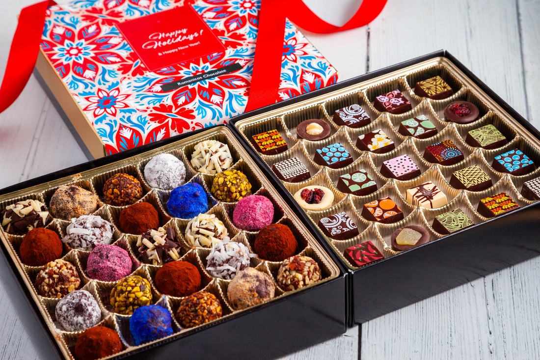 Happy Holidays King Size Mixed Box (50 Pcs: 25 Bonbons, 25 Truffles)