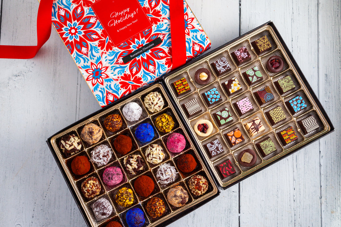 Happy Holidays King Size Mixed Box (50 Pcs: 25 Bonbons, 25 Truffles)