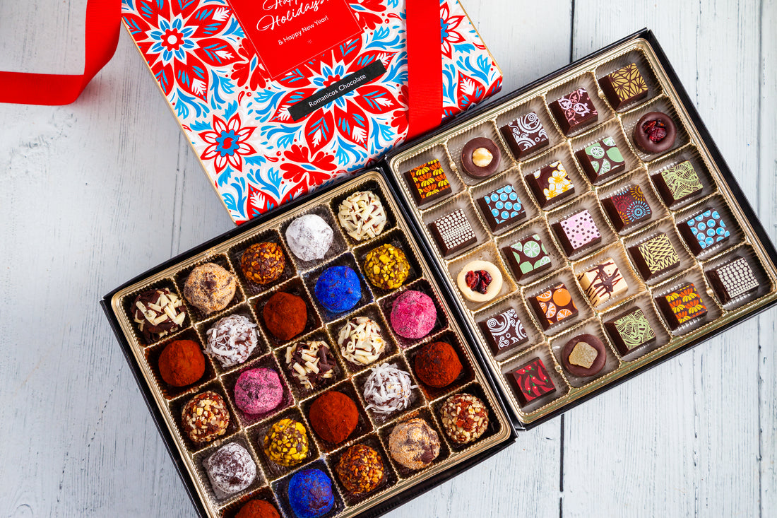 Happy Holidays King Size Mixed Box (50 Pcs: 25 Bonbons, 25 Truffles)