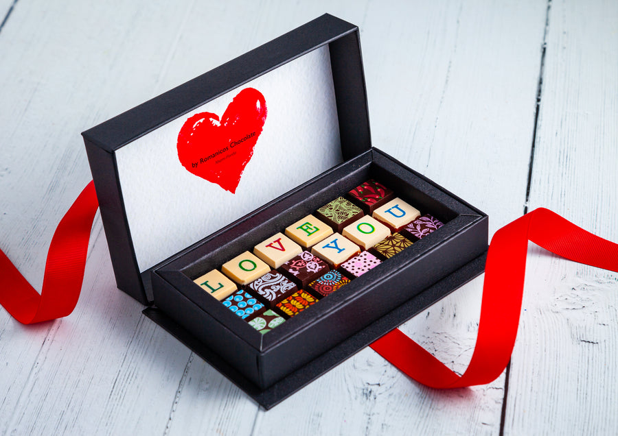 I Love You Chocolate Art Mini Scrabble Box