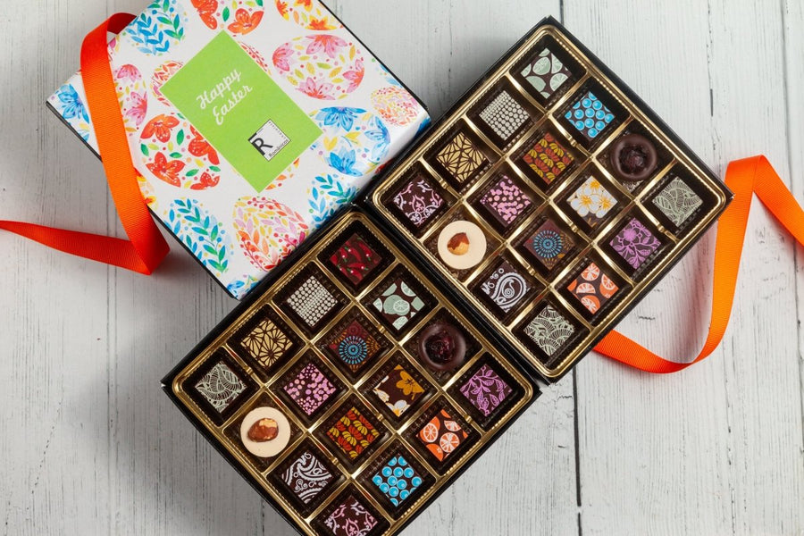 Easter Double Queen Chocolate Art Box (32 Pieces) - Romanicos Chocolate