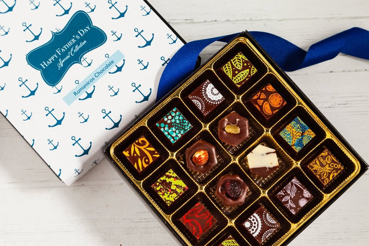 Father's Day Single Queen Chocolate Art Box (16 Pieces) - Romanicos Chocolate