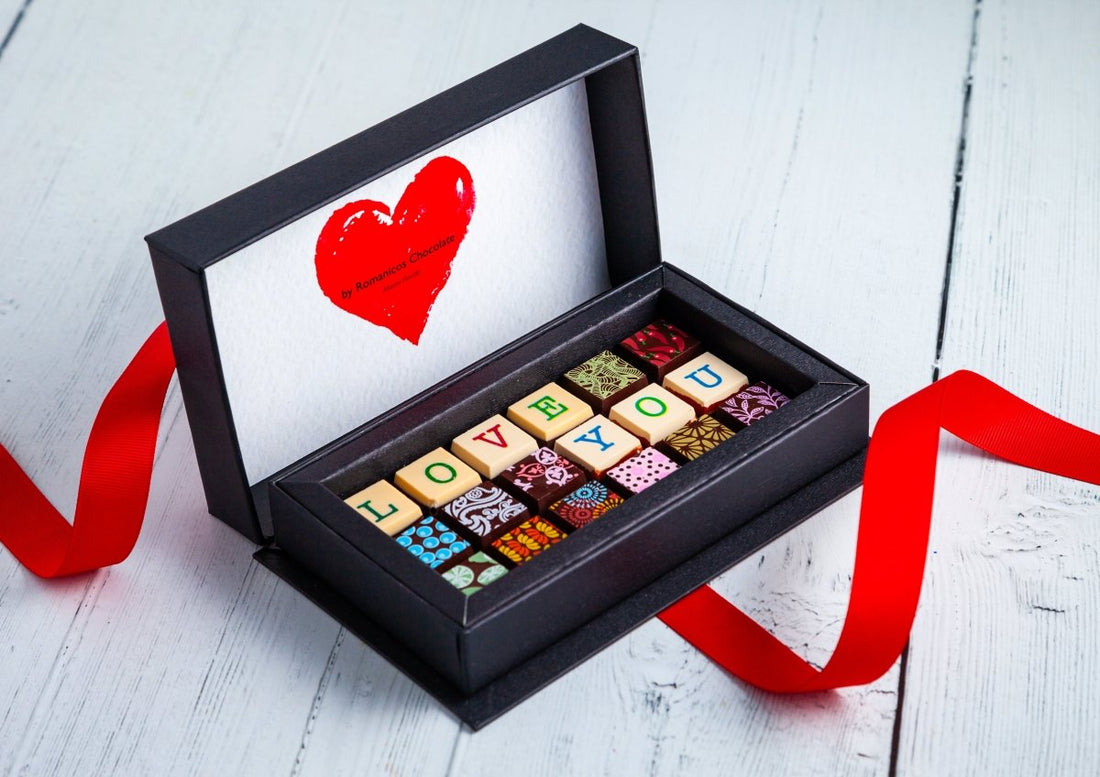 I Love You Chocolate Art Mini Scrabble Box - Romanicos Chocolate