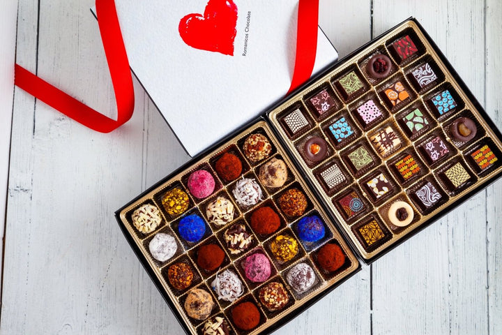 I Love You King Size Mixed Box (50 Pcs: 25 Bonbons, 25 Truffles) - Romanicos Chocolate