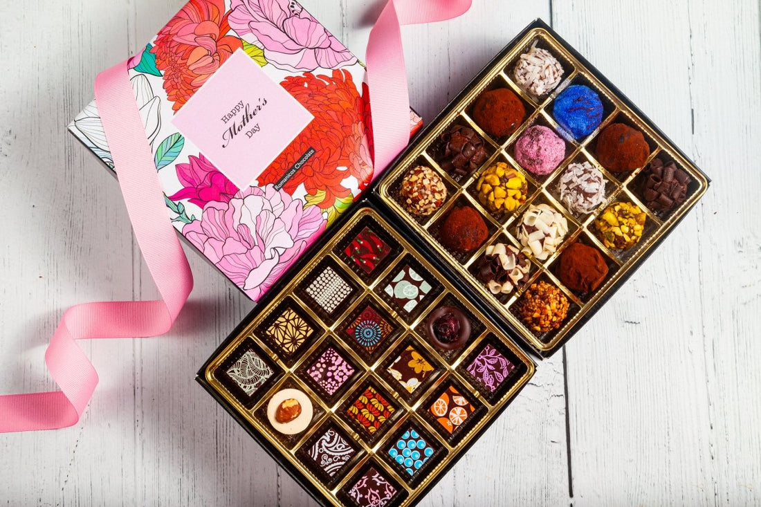 Mother's Day Queen Mix Box (32 Pcs: 16 Bonbons and 16 Truffles) - Romanicos Chocolate