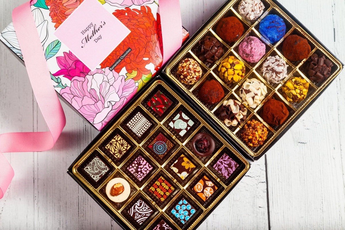 Mother's Day Queen Mix Box (32 Pcs: 16 Bonbons and 16 Truffles) - Romanicos Chocolate