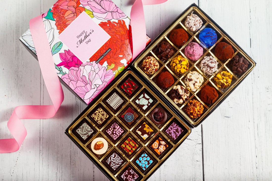 Mother's Day Queen Mix Box (32 Pcs: 16 Bonbons and 16 Truffles) - Romanicos Chocolate