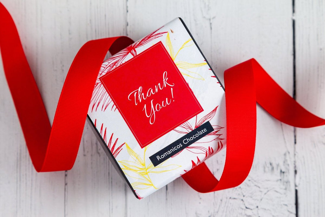 Piccolo Size Chocolate Art Thank You Box - Romanicos Chocolate
