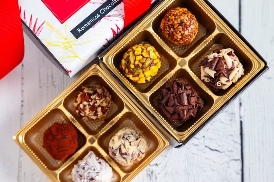 Piccolo Size Signature Truffles Thank You Box - Romanicos Chocolate